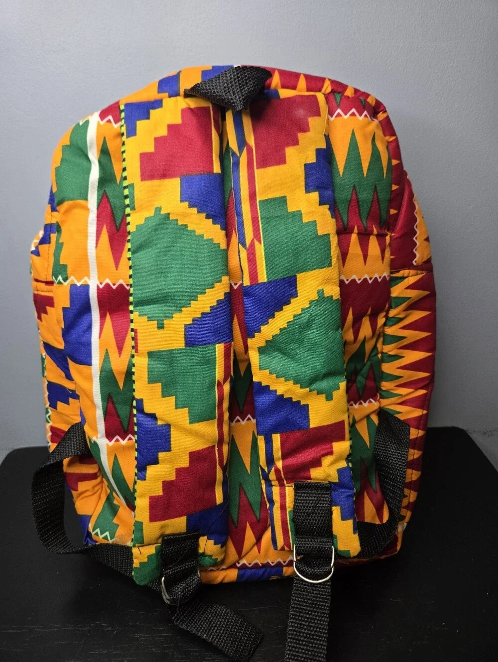 Handmade Kente Cloth Backpack: Bright African Tribal Pattern Backpack/Travel Bag